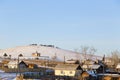 A small village Church on a hill at sunset. Royalty Free Stock Photo