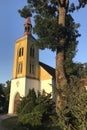 A small village church in Poland golden hour light