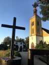 A small village church in Poland golden hour light Royalty Free Stock Photo