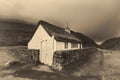 Small village church in Saksun, Faroe Islands, Denmark Royalty Free Stock Photo