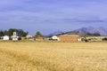 Small village with farm and church Royalty Free Stock Photo