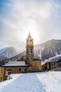 The small village of Ferrere, reachable only on foot during the winter season. Valle Stura - Province of Cuneo - Piedmont Royalty Free Stock Photo