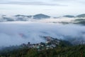 The small village in fog, some where near Dalat, Vietnam