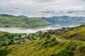 Small village in green hills at Congo River, Democratic Republic of Congo, Africa Royalty Free Stock Photo