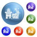 Small village house icons set vector Royalty Free Stock Photo