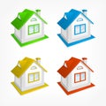 Small village house set. Vector illustration.