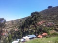 A small village on the Isla Del Sol (Island of the Sun) on the Titicaca lake. Bolivia. . South America Royalty Free Stock Photo