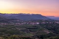 Village Kojsko between vineyards in wine region Brda in Slovenia