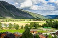 Small village in the middle of the scenic landscape of Oppland county, Norway Royalty Free Stock Photo