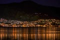 Small village in norway at night Royalty Free Stock Photo