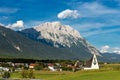 Obermieming Village and Eastern Alps in Tyrol Austria Royalty Free Stock Photo