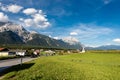 Obermieming Village and Eastern Alps in Tyrol Austria Royalty Free Stock Photo