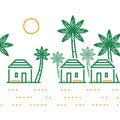 Small village among palm trees, three bungalows