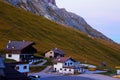 Small village in Pass Pordoi in the Dolomites Sella group, Italy