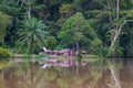A small village of the River Sangha reflected water (Republic of the Congo) Royalty Free Stock Photo