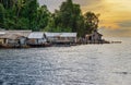 Small Village on Togean Islands at sunset Royalty Free Stock Photo