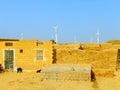 Small village with traditional houses in Thar desert, India Royalty Free Stock Photo