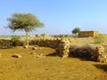 Small village with traditional houses in Thar desert near Jaisal Royalty Free Stock Photo
