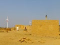 Small village with traditional houses in Thar desert near Jaisal Royalty Free Stock Photo