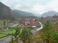 Small village in the valley between the mountains