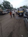 Small village& x27;s roads and people small vehicles like three wheeler and four wheeler...