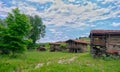 Small vintage abandoned and brownfield village house Royalty Free Stock Photo