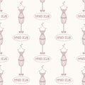 Small vintage iron mannequin seamless pattern with inscription hand sewn