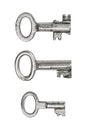 Small vintage padlock keys over white Royalty Free Stock Photo