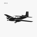 Small vintage plane vector illustration. Twin engine propelled passenger aircraft. Royalty Free Stock Photo