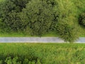 Small walking path in a park, Aerial top view Royalty Free Stock Photo