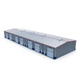 Small warehouse building on white. 3D illustration