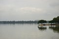 Small Water Lake and Blue Cloudy Sky Green Trees Reflation in Water