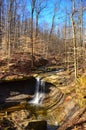 A small waterfall in the autumn in the forest in the parkon Brandywine Creek in Cuyahoga Valley National Park, Ohio Royalty Free Stock Photo