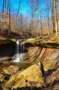 A small waterfall in the autumn in the forest in the parkon Brandywine Creek in Cuyahoga Valley National Park, Ohio Royalty Free Stock Photo