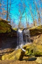 A small waterfall in the autumn in the forest in the parkon Brandywine Creek in Cuyahoga Valley National Park, Ohio Royalty Free Stock Photo