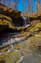 A small waterfall in the autumn in the forest in the parkon Brandywine Creek in Cuyahoga Valley National Park, Ohio Royalty Free Stock Photo