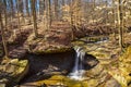 A small waterfall in the autumn in the forest in the parkon Brandywine Creek in Cuyahoga Valley National Park, Ohio Royalty Free Stock Photo