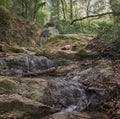 Small waterfall cascading over rocks Royalty Free Stock Photo