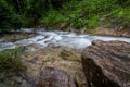 Small waterfall with cryatal clear water stream near the campground on the way to Pitugro WaterfallPetro Lo Su in Umphang Wildli