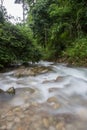 Small waterfall with cryatal clear water stream near the campground on the way to Pitugro WaterfallPetro Lo Su in Umphang Wildli