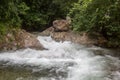 Small waterfall with cryatal clear water stream near the campground on the way to Pitugro WaterfallPetro Lo Su in Umphang Wildli