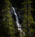 Isolated bridal veil falls surrounded by trees Royalty Free Stock Photo