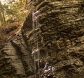 Small waterfall drips down into Glen gorge in state park Royalty Free Stock Photo