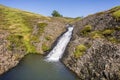 Small waterfall dropping into a pool, North Table Mountain Ecological Reserve, Oroville, California Royalty Free Stock Photo