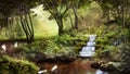 Small waterfall in a fairytale forest Royalty Free Stock Photo