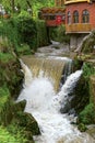 Small waterfall fast-flowing in between rocks. Bilecik-Turkey