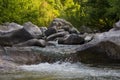 Small waterfall forest spring Royalty Free Stock Photo