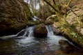 Small waterfall formed by the river Teo in the area of Galicia, Spain