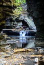 Small Waterfall in the gorge at Watkins Glen State Park Royalty Free Stock Photo