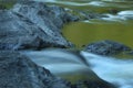 Small waterfall, gray, curved rocks, Farmington River, Nepaug Fo